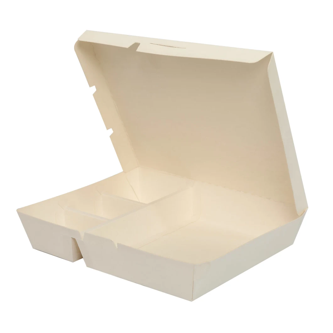 White Cardboard Disposable Environment-Friendly Degradable Lunch Box, Square Buckle Box, Salad Box, Rice Box, Pork Chop Box