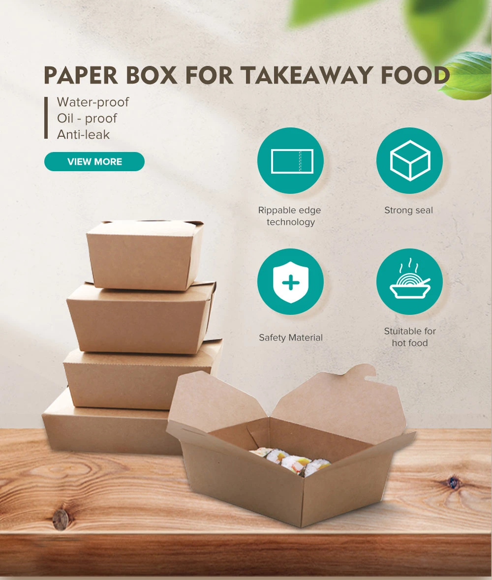 Disposable Kraft Paper Box Take Away Box for Food Packaging