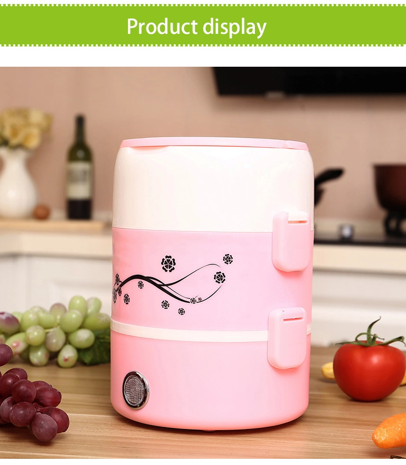 Pink Electric Cooker Lunch Box Stainless Steel Inner Box