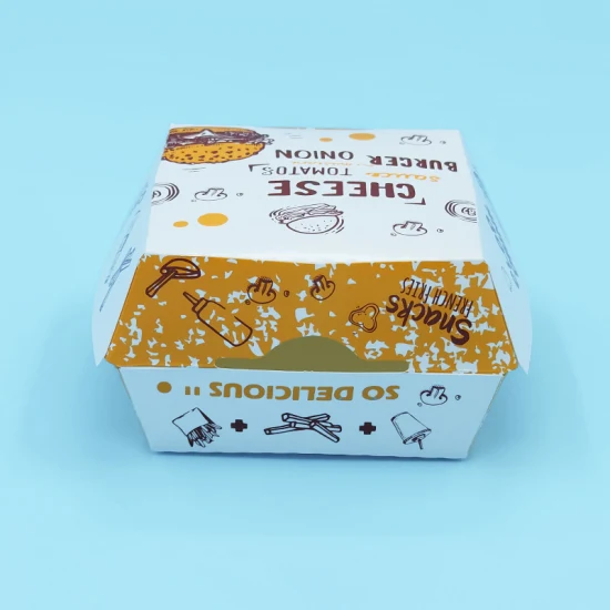 Scatola per la consegna di alimenti Hamberger all'ingrosso Scatola per alimenti surgelati Scatola per alimenti Scatole di carta per scaldavivande Fast Food