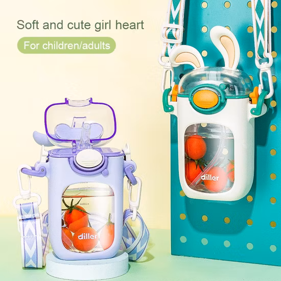 Bottiglie d'acqua in plastica senza BPA Tritan per bambini all'ingrosso con cinturino