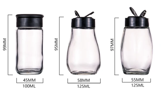 Mini tappo in plastica da 120 ml barattolo di sale e pepe, shaker quadrato, bottiglia di spezie in vetro per confezioni di spezie